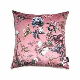 Růžový sametový polštář s květy Luisa roze- 45*45cm Collectione LaHome - vintage dekorace