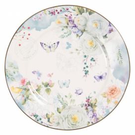 Porcelánový dezertní talíř Butterfly - Ø 19*2 cm Clayre & Eef