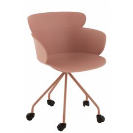 Plastová růžová židle na kolečkách Eva - 56*53*81 cm J-Line by Jolipa