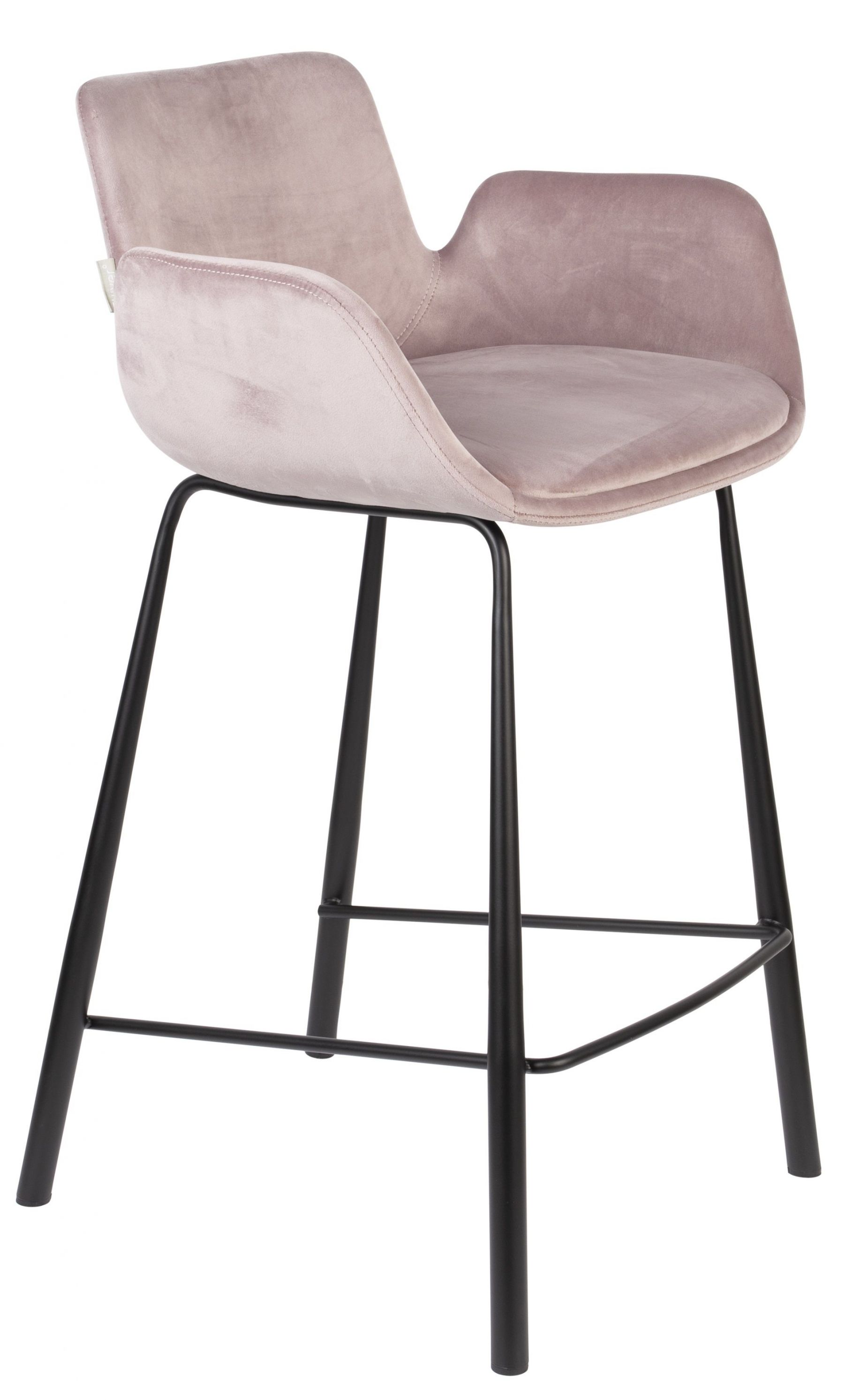 Růžová sametová barová židle ZUIVER BRIT 67,5 cm - Designovynabytek.cz