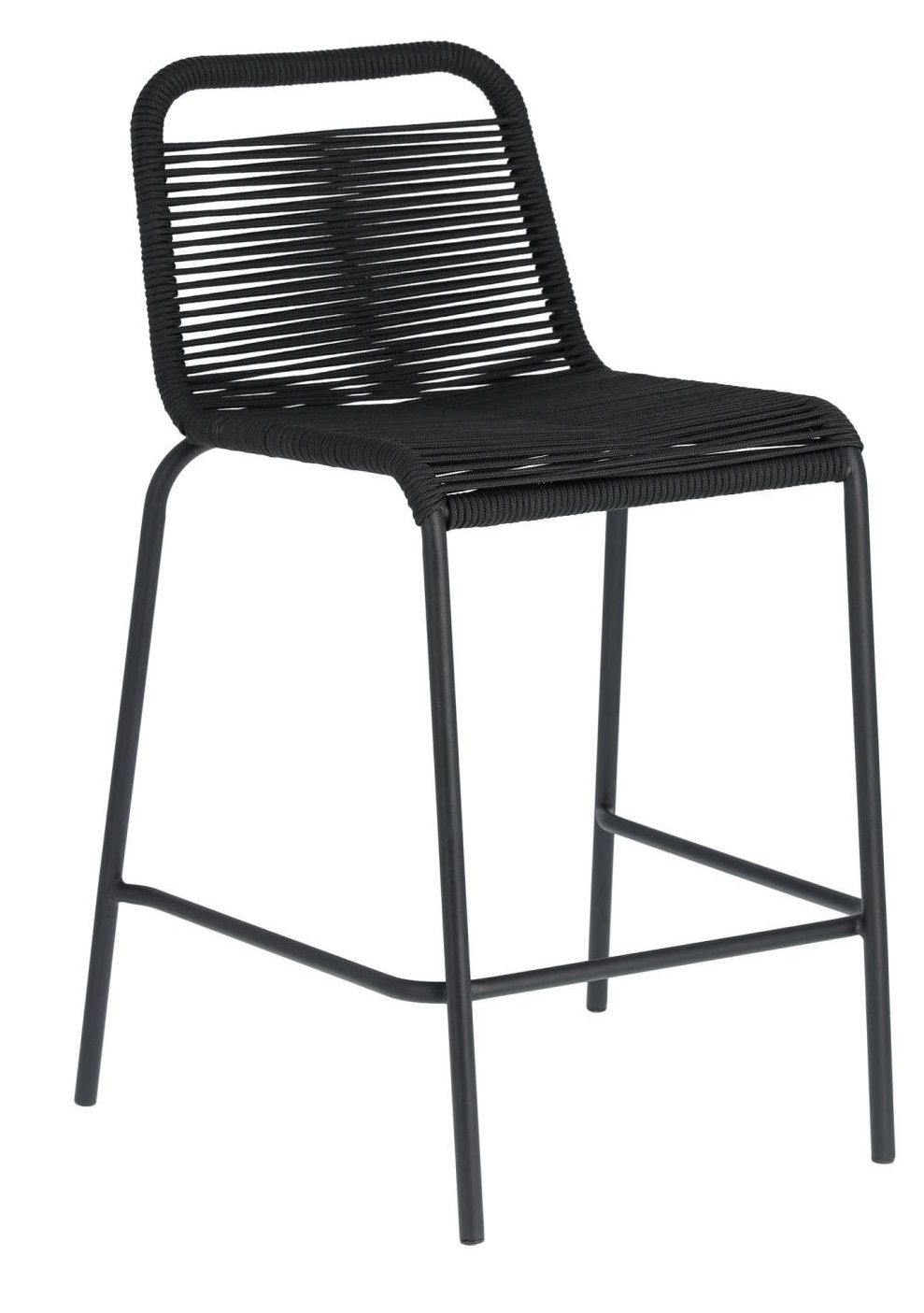 Černá pletená barová židle Kave Home Lambton 62 cm - Designovynabytek.cz