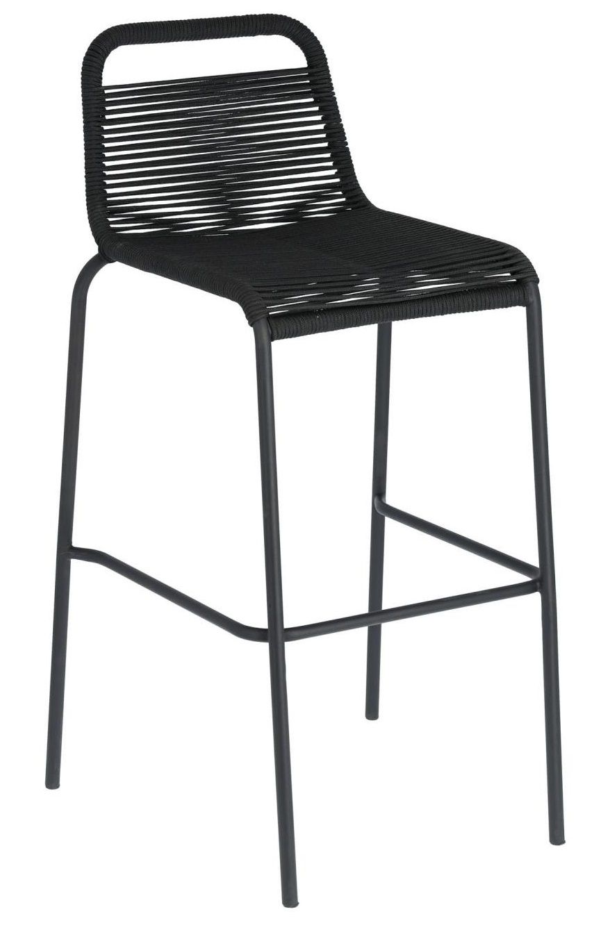 Černá pletená barová židle Kave Home Lambton 74 cm - Designovynabytek.cz