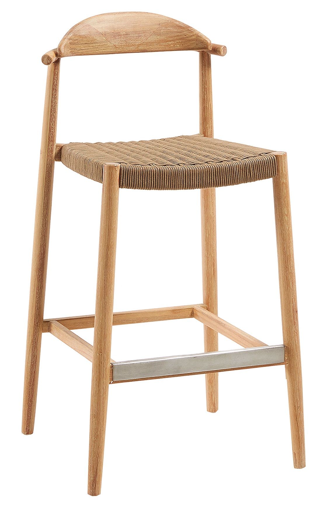 Dřevěná barová židle Kave Home Nina 76 cm s hnědým výpletem - Designovynabytek.cz