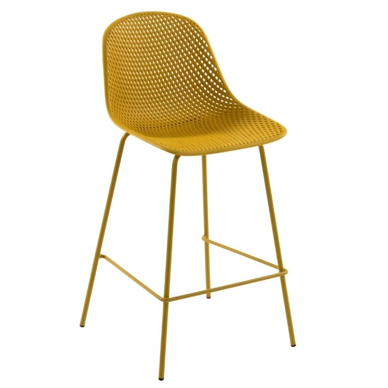 Žlutá plastová barová židle Kave Home Quinby 75 cm - Designovynabytek.cz