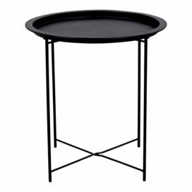 Nordic Living Černý kulatý kovový odkládací stolek Ronan 46,8 cm