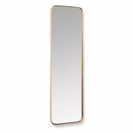 Zlaté kovové závěsné zrcadlo Kave Home Marco 100 x 30 cm Designovynabytek.cz