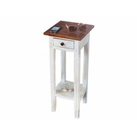 Moebel Living Bílý dřevěný odkládací stolek Lilly 25 x 30 cm