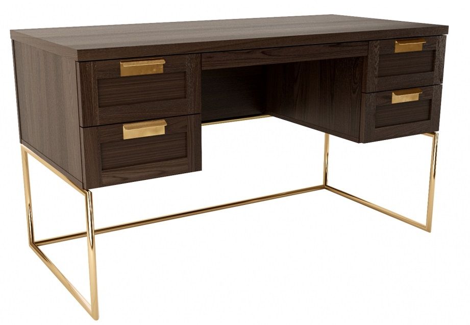 Ořechový pracovní stůl Woodman Pimlico se zlatou podnoží 130 x 62 cm - Designovynabytek.cz
