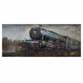 Kovový obraz na stěnu s vlakem - 180*56*5 cm Clayre & Eef LaHome - vintage dekorace
