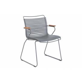 Tmavě šedá plastová zahradní židle HOUE Click s područkami