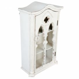 LaHome - vintage dekorace: Bílá dřevěná nástěnná skříňka s prosklenými dvířky Marionetta - 49*22*79 cm Clayre & Eef