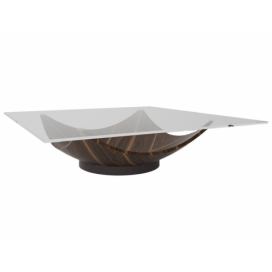 Skleněný konferenční stolek Miotto Eliseo s ořechovou podnoží  120 cm