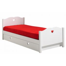 Bílá dřevěná dětská postel Vipack Amori 90 x 200 cm se zásuvkou