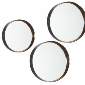 Set tří měděných zrcadel Kave Home Ralphe 30/41/51 cm