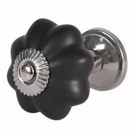 Černá keramická úchytka květina mat - Ø 4 cm Clayre & Eef