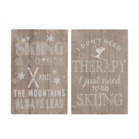 Dvě dřevěné cedule Skiing - 40*60cm J-Line by Jolipa