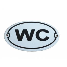 Bílá kovová smaltovaná cedule WC - 13,5*7,5 cm Ostatní