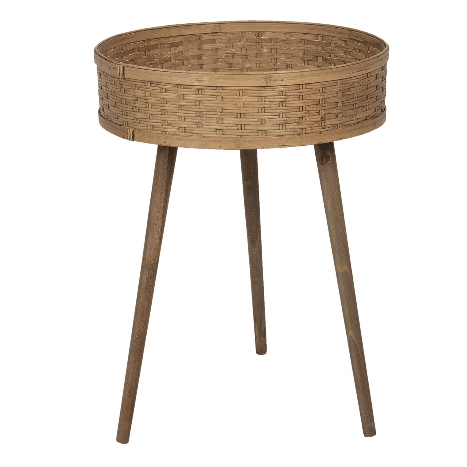 Dřevěný odkládací stolek s výpletem - 46*62 cm Clayre & Eef - LaHome - vintage dekorace