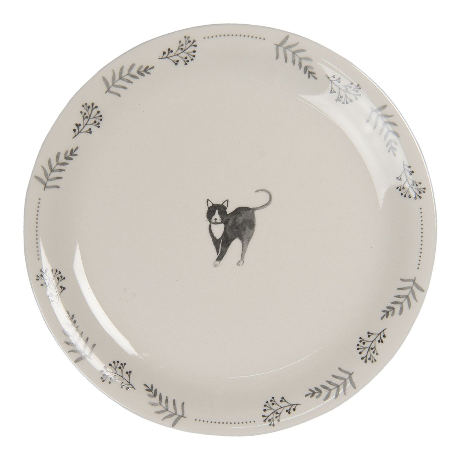 Béžový porcelánový talíř Cats and Kittens – Ø 20 cm Clayre & Eef - LaHome - vintage dekorace