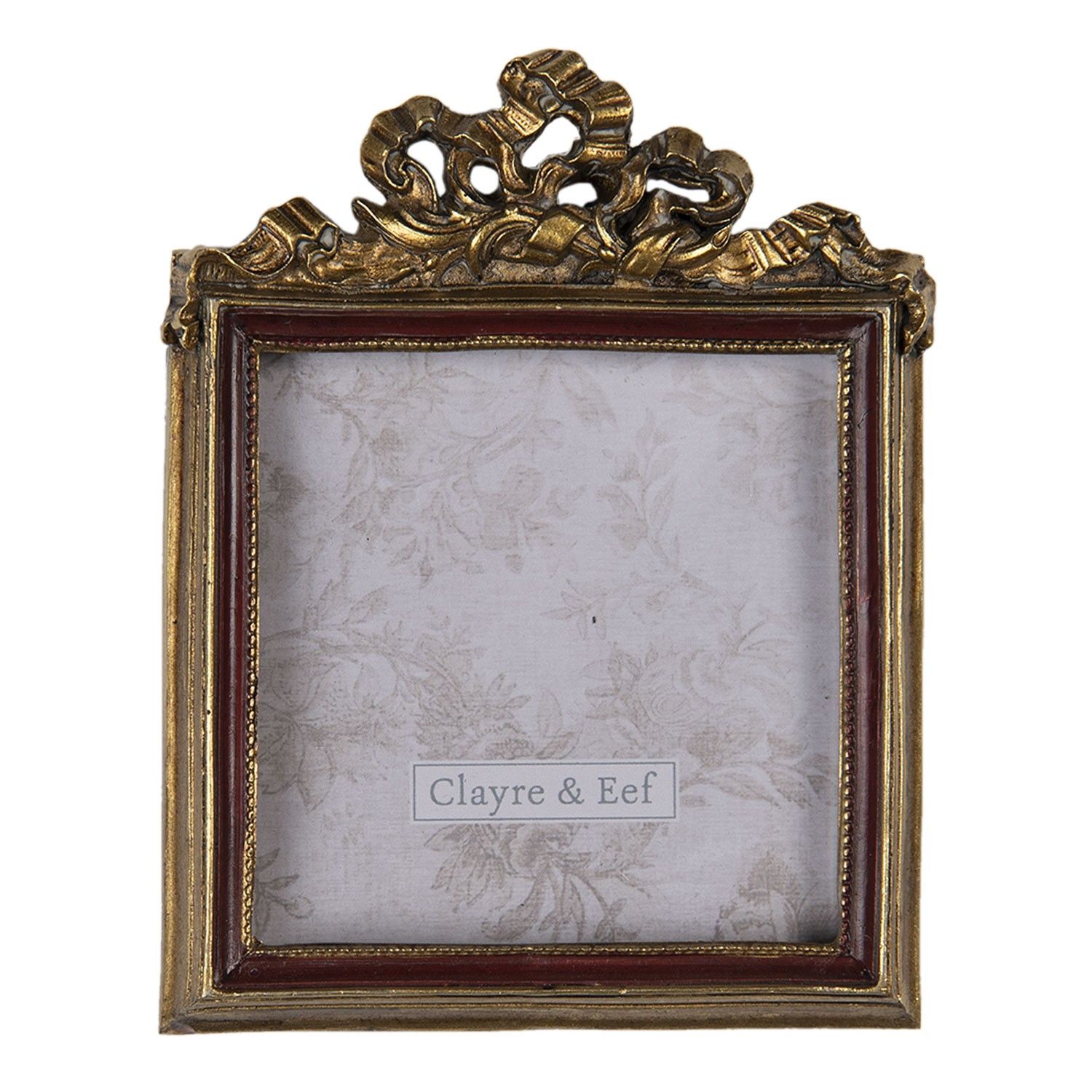 Zlatý zdobený fotorámeček ve vintage stylu - 9*1*11 cm / 7*7 cm Clayre & Eef - LaHome - vintage dekorace