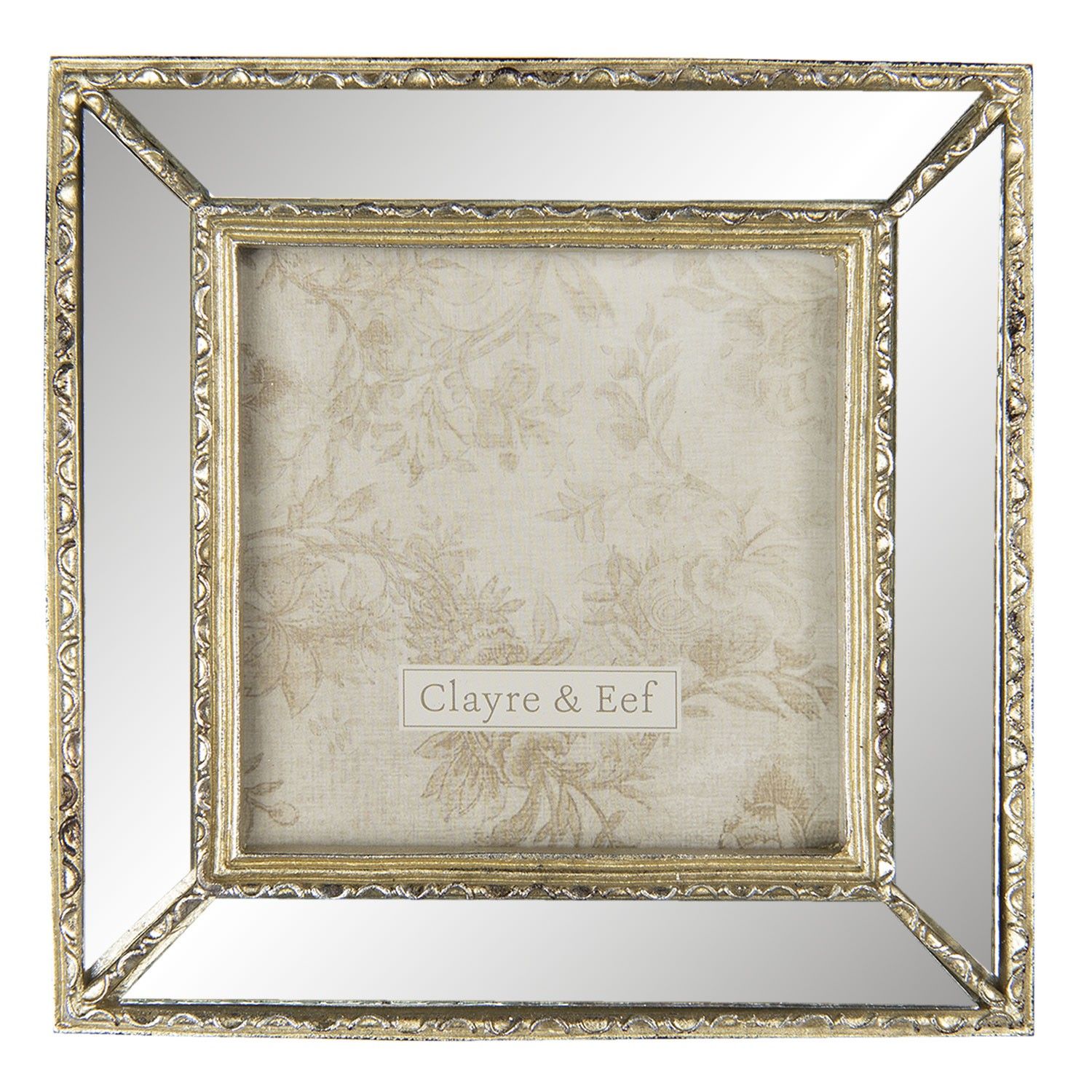 Zlatý fotorámeček se zrcadlovým okrajem - 15*2*15 cm / 10*10 cm Clayre & Eef - LaHome - vintage dekorace