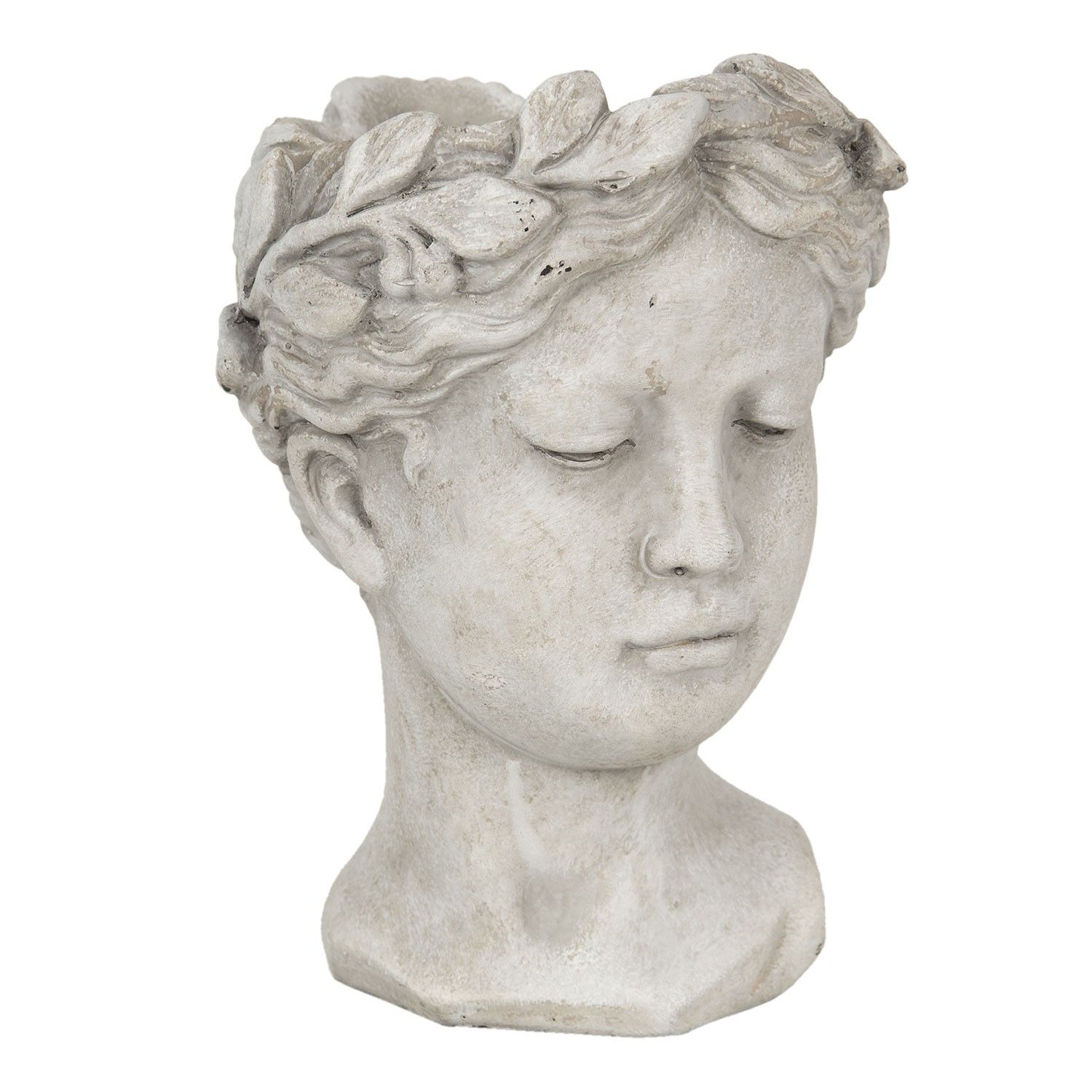 Šedý cementový květináč hlava ženy S - 12*11*16 cm Clayre & Eef - LaHome - vintage dekorace