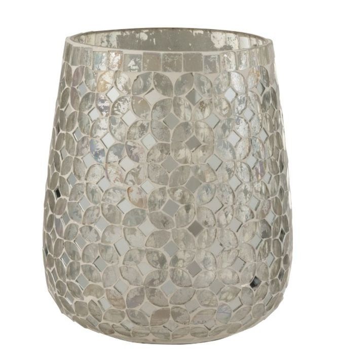 Stříbrný skleněný svícen Mosaic M - Ø15*17,5 cm J-Line by Jolipa - LaHome - vintage dekorace
