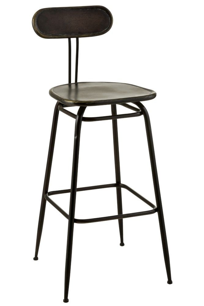 Černá kovová barová stolička s opěrkou Industrial - 45*46* 104cm J-Line by Jolipa - LaHome - vintage dekorace