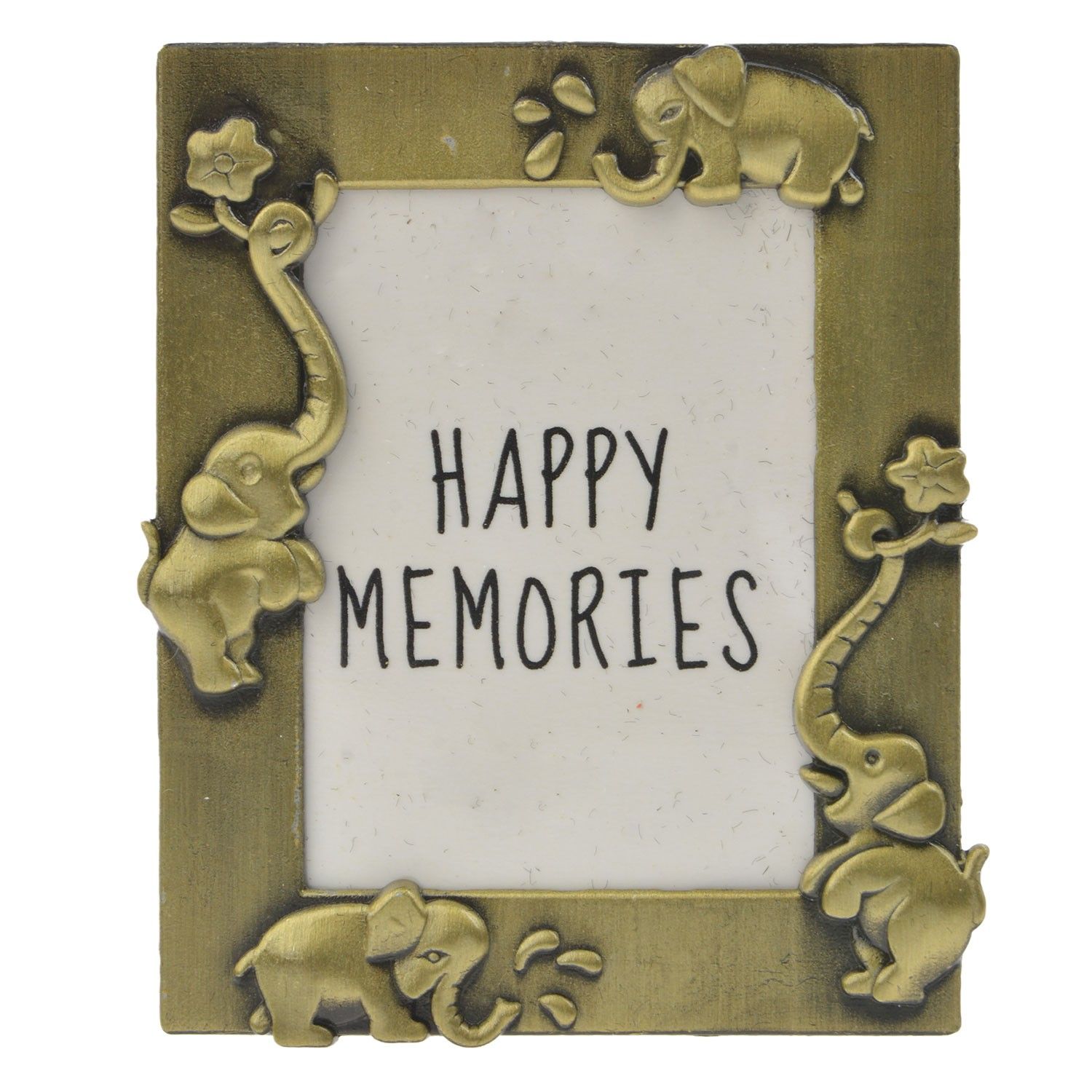 Kovový zlatý fotorámeček se slony - 4*5 cm Clayre & Eef - LaHome - vintage dekorace