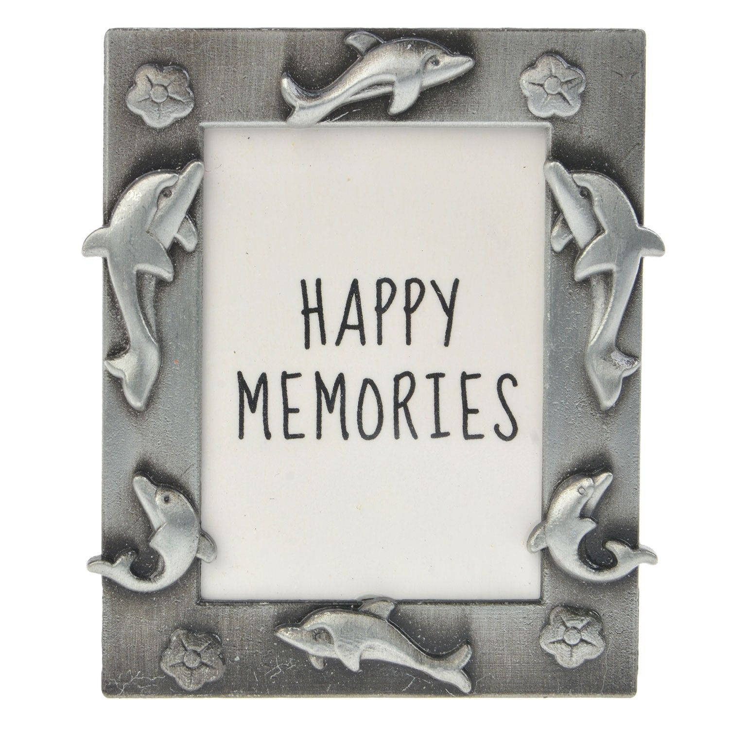 Stříbrný fotorámeček s delfíny - 4*5 cm Clayre & Eef - LaHome - vintage dekorace