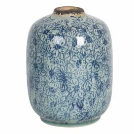 Vintage keramická váza s modrými kvítky Bleues - Ø 12*16 cm Clayre & Eef