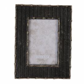 Černý fotorámeček s reliéfem - 18*1*23 cm / 10*15 cm Clayre & Eef LaHome - vintage dekorace