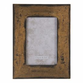 Bronzovo-hnědý fotorámeček s patinou - 17*1*22 cm / 10*15 cm Clayre & Eef