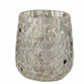 Stříbrný skleněný svícen Mosaic S - Ø10*12 cm J-Line by Jolipa