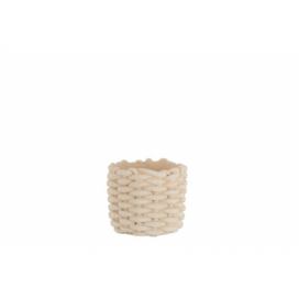Béžový cementový květináč imitace lana S - Ø  16,5*14,5 cm J-Line by Jolipa