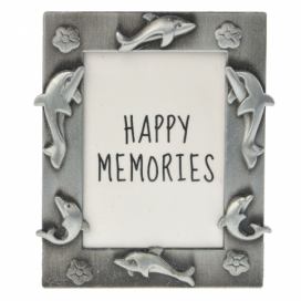 Stříbrný fotorámeček s delfíny - 4*5 cm Clayre & Eef LaHome - vintage dekorace