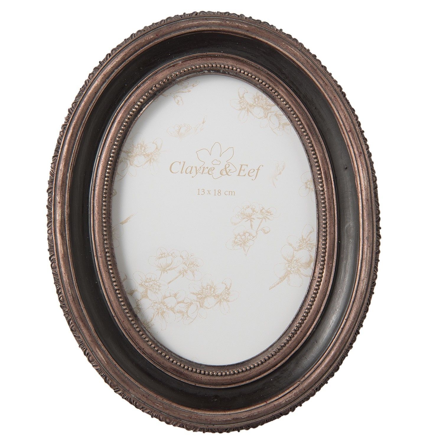 Hnědý oválný fotorámeček antik - 19*2*24 cm / 13*18 cm Clayre & Eef - LaHome - vintage dekorace