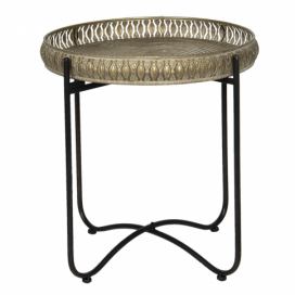 Retro kovový odkládací stolek s patinou - Ø 49*52 cm Clayre & Eef