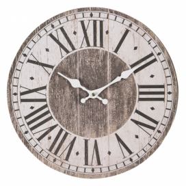 Dřevěné hodiny s římskými číslicemi a patinou – Ø 34*4 cm / 1*AA Clayre & Eef