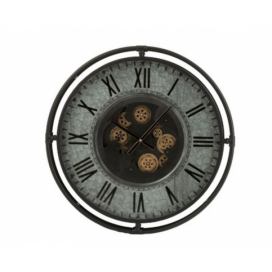 Kovové nástěnné hodiny s pohyblivým strojkem Romani - ∅68*10cm J-Line by Jolipa