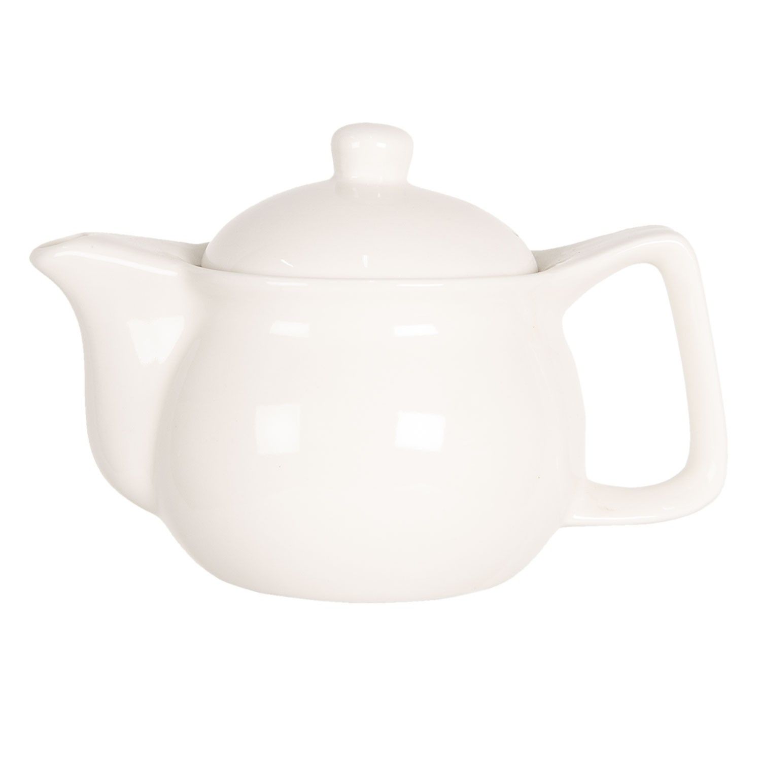 Porcelánová bílá konvička na čaj - Ø 16*11 cm / 0,4L Clayre & Eef - LaHome - vintage dekorace