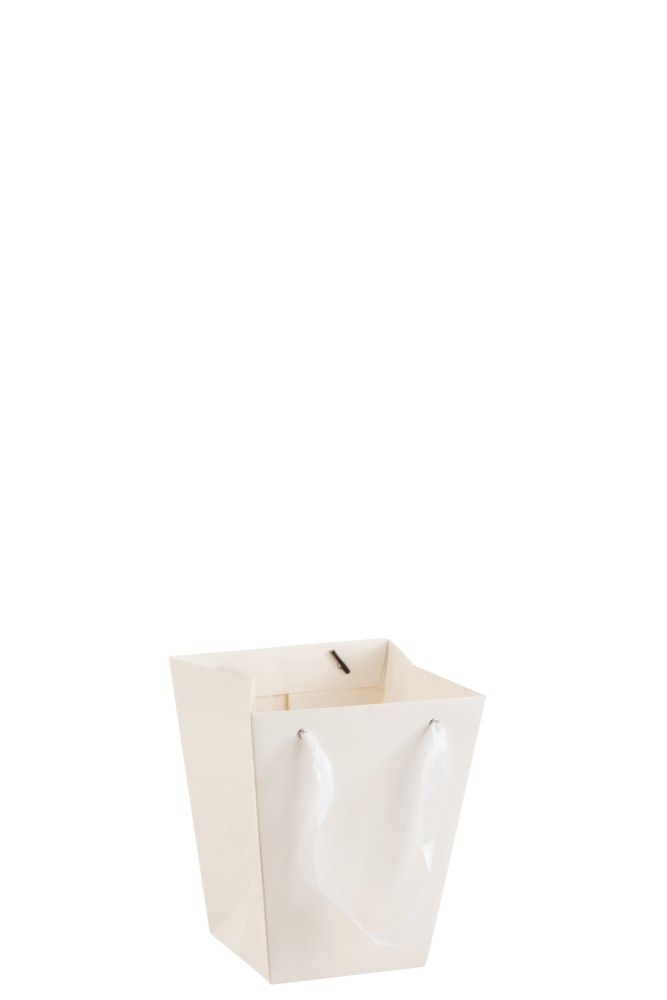 Bílý květináč ve tvaru dárkové tašky - 17*17*20 cm J-Line by Jolipa - LaHome - vintage dekorace