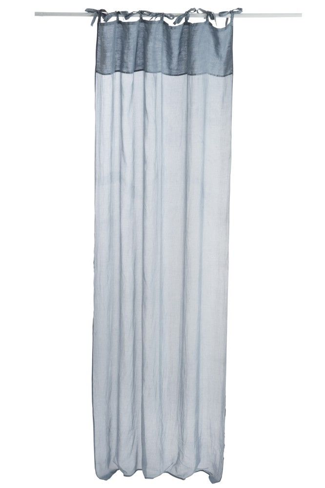 Modrý bavlněný voál / záclona na zavazování - 140*290cm J-Line by Jolipa - LaHome - vintage dekorace