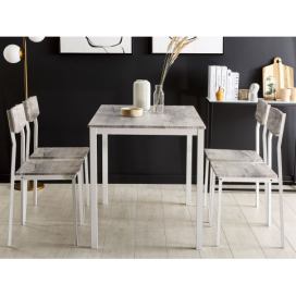 Jídelní souprava jídelní stůl a 4 židle šedá s bílou BISMARCK
