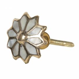 Vintage úchytka ve tvaru květiny se zlatým rámováním – Ø 3 cm Clayre & Eef