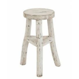 Dřevěná bílá kulatá stolička Ibiza - Ø 26*50cm J-Line by Jolipa