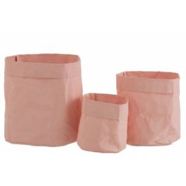 Set 3ks růžových  květináčů z voděodolného papíru - 20*20*21 cm J-Line by Jolipa