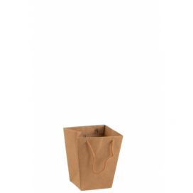 Hnědý voděodolný květináč ve tvaru tašky - 17*17*20 cm J-Line by Jolipa