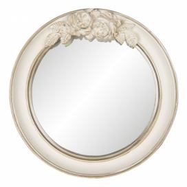 Vintage nástěnné zrcadlo v krémovém rámu s růžemi Ninone – Ø 25*4 cm Clayre & Eef LaHome - vintage dekorace