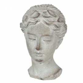 Šedá socha hlava ženy - 12*11*17 cm Clayre & Eef LaHome - vintage dekorace